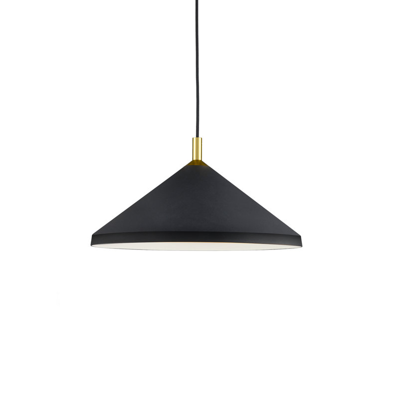 1 - Light Pendant, Black/Gold, 9" H x 18" W x 18" D