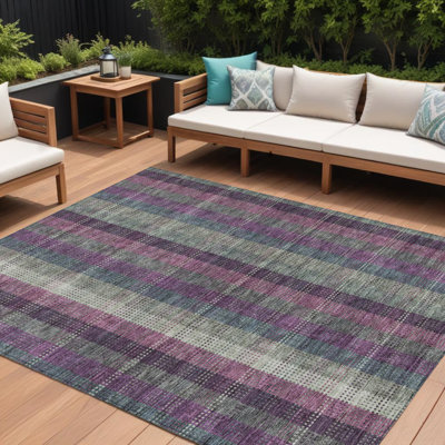 Tapis intérieur lavable 9 pi x 12 pi aubergine prune et gris