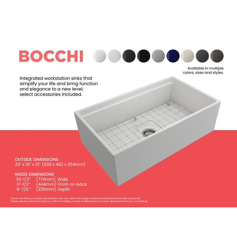 Contempo 33'' L Kitchen Sink, Matte White
