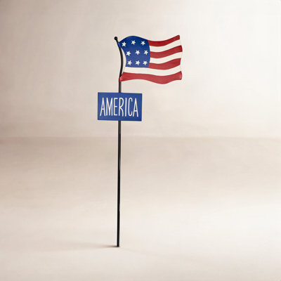 18" Metal Americana Flag Garden Stake