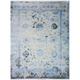 Oriental Area Rug in Silver