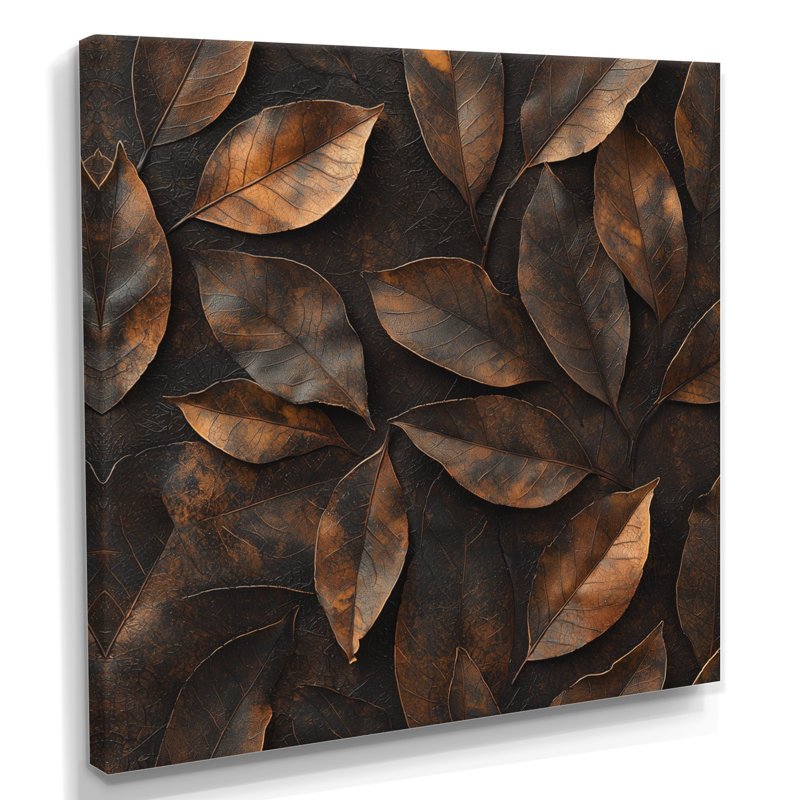 «Brown Sable Leaves I» - art mural feuilles, Toile tendue, Ne s’applique pas, H 30 po x l 30 po