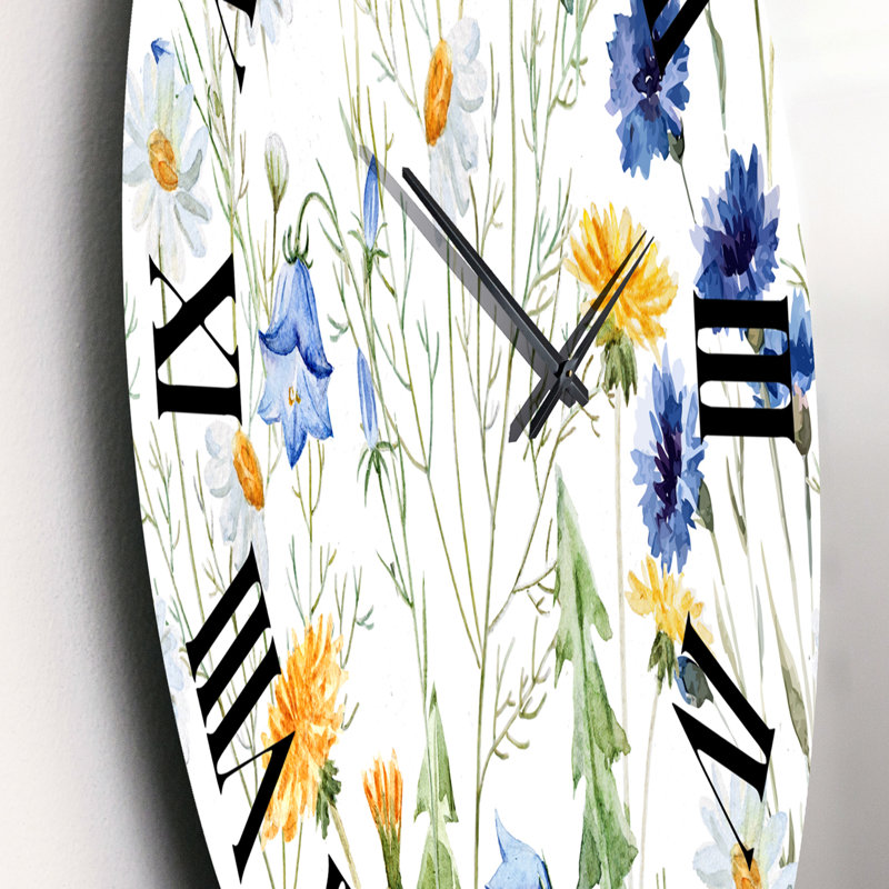 Wildflowers Chamomile and Clover Bell II - Traditional wall clock, Medium