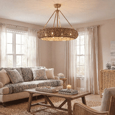 Ventilateur D'Lier 4 lumières Gaia en laiton chaud par Breegan Jane