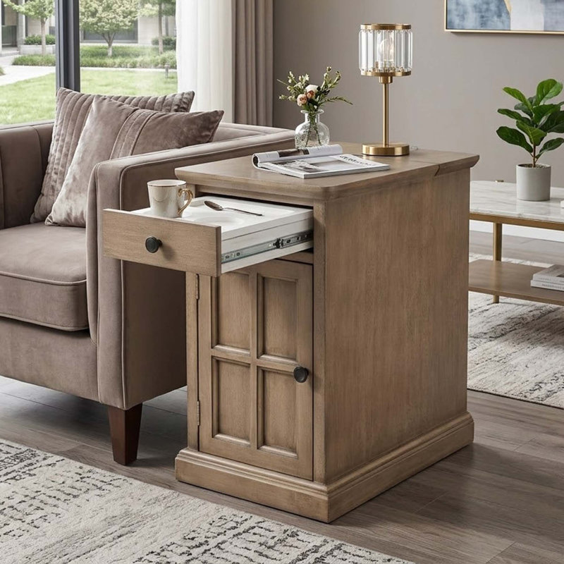 Antwin 13.99'' W Solid Wood Nightstand, Antique Brown