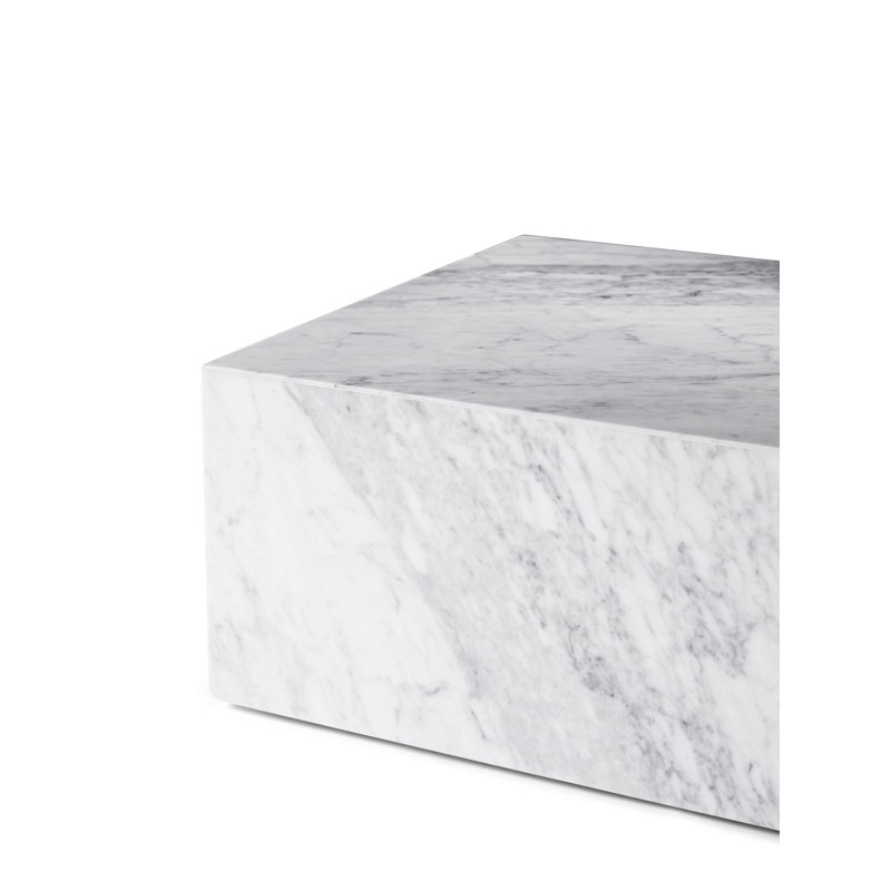 Plinth Marble Coffee Table, White Carrara