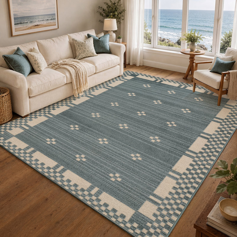 Surya Geometric Rug, Blue,Beige,Off-White, Rectangle 200 x 275 cm