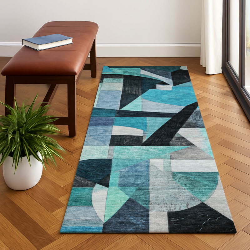 Premium Machine Washable Lubbers AMF1757 Abstract Rug, Runner 2'3" x 7'6"