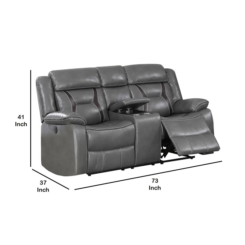 73'' Faux Leather Power Reclining Loveseat, Gray