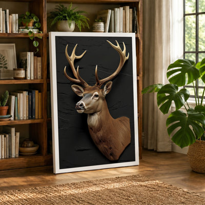 Mounted Buck Vintage 1 Piece Wrapped Canvas Wall Art