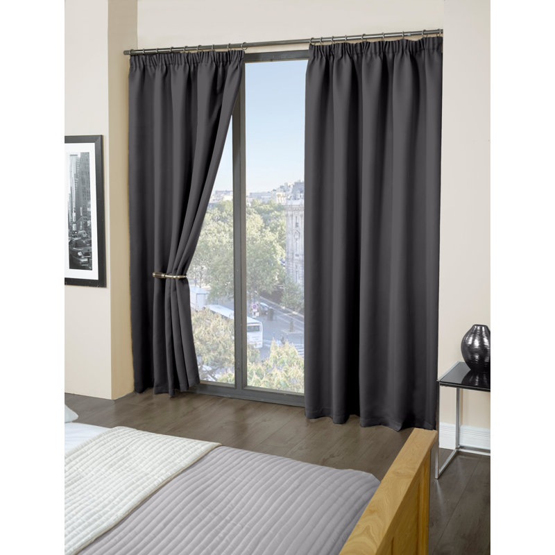 Cozine Blackout Curtain Pair, Charcoal, 168 W x 183 D cm