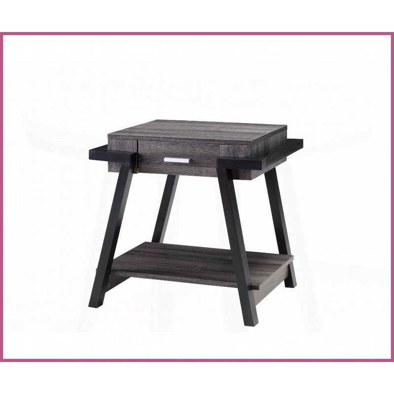 Gris patiné Table basse de salon noire - peu encombrante avec tiroir de rangement et amp; Tablette
