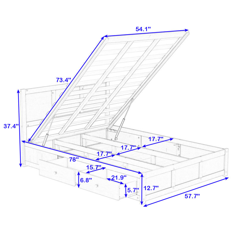Lit plateforme avec rangement Bloomie, Complète
