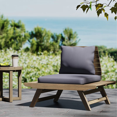Chaise en bois avec revêtement et surface de siège élargie - gris foncé