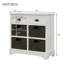 Armoire de rangement rustique avec 2 tiroirs et 4 paniers en rotin pour le salon-1040587635