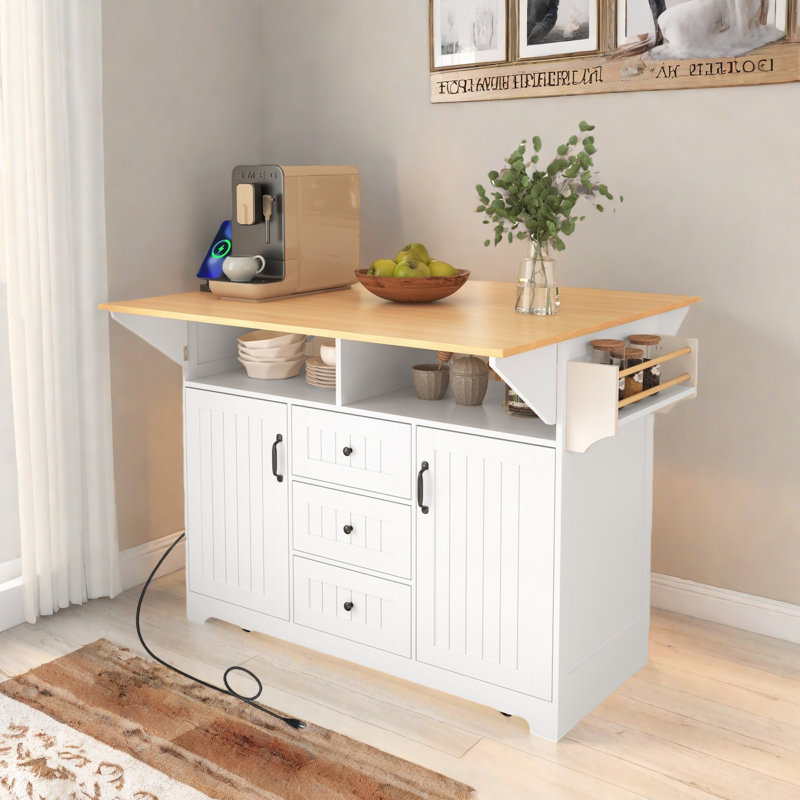 Caye Wood Kitchen Cart, White