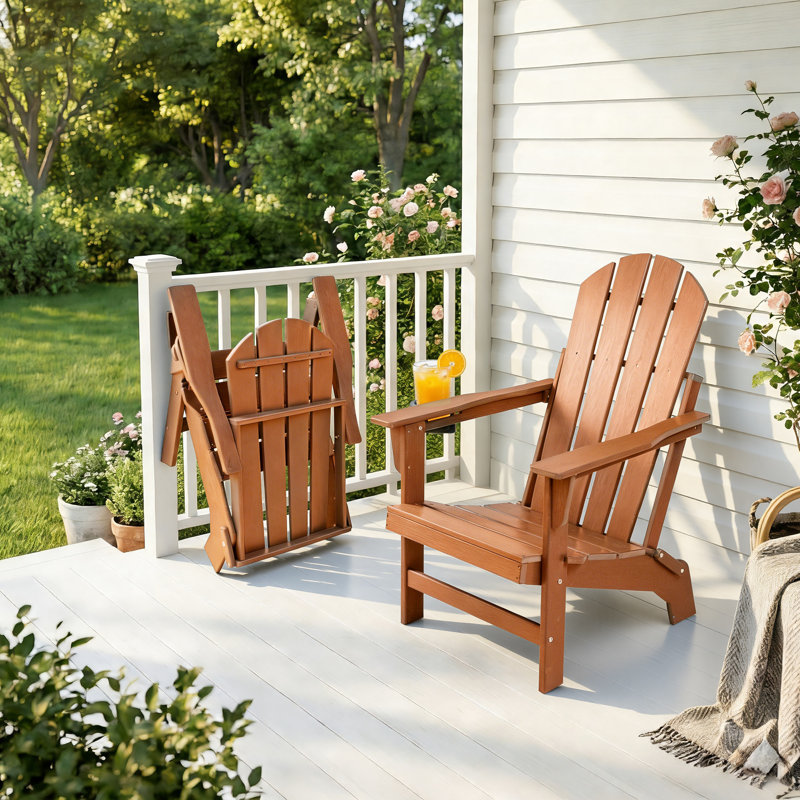 Foldable Outdoor Adirondack Chair, Brown, 1
