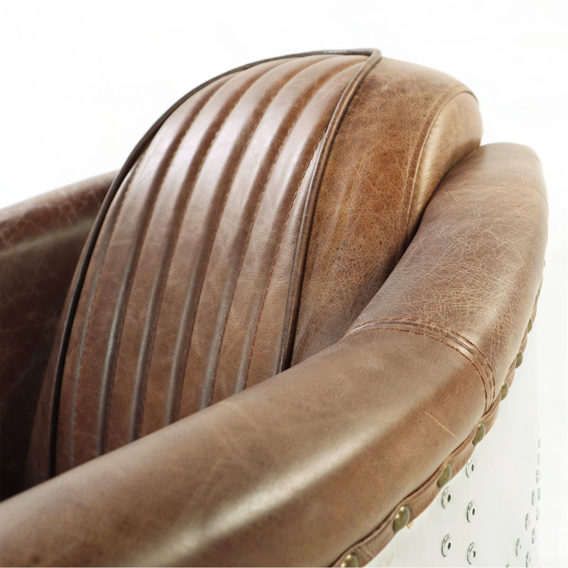 Chaise en cuir et aluminium brun
