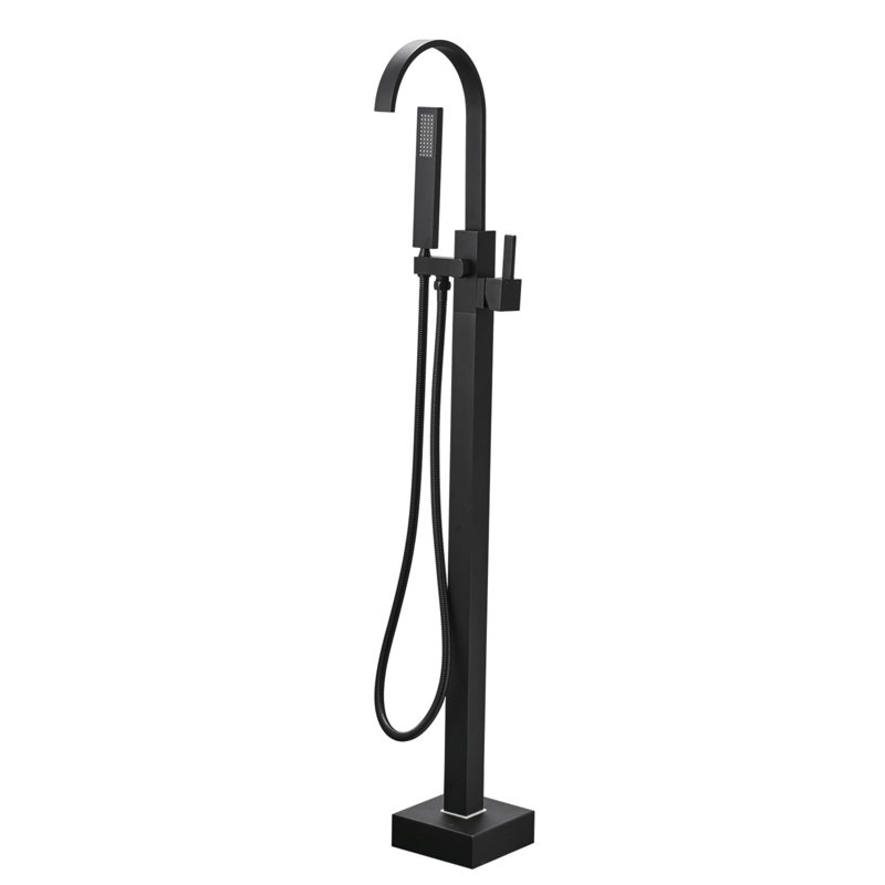 Robinet de baignoire autoportant monocommande à fixation au sol avec douche à main