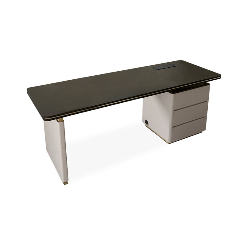 Bureau rectangulaire en bois manufacturé noir avec 3 tiroirs, H 29,53 po x l 78,74 po x P 31,5 po