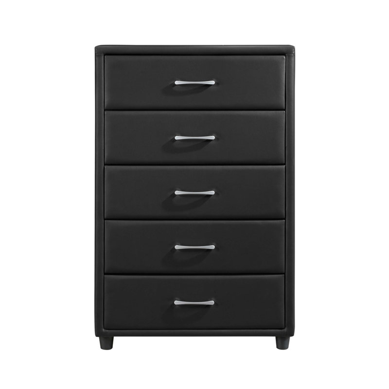Commode contemporaine en similicuir noir durable