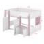 Lit mezzanine double avec rangement, porte et fenêtre, structure de lit en bois avec rangement-484152804