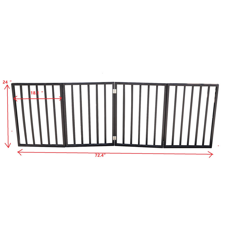 Freestanding Dark Brown Wooden Pet Gate - Easy To Store And Transport Control In House Doorway & Stairway Arc Block Folding Movement Limiting