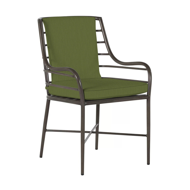 Carmel Patio Dining Armchair with Cushions, Welt, Linen Forest