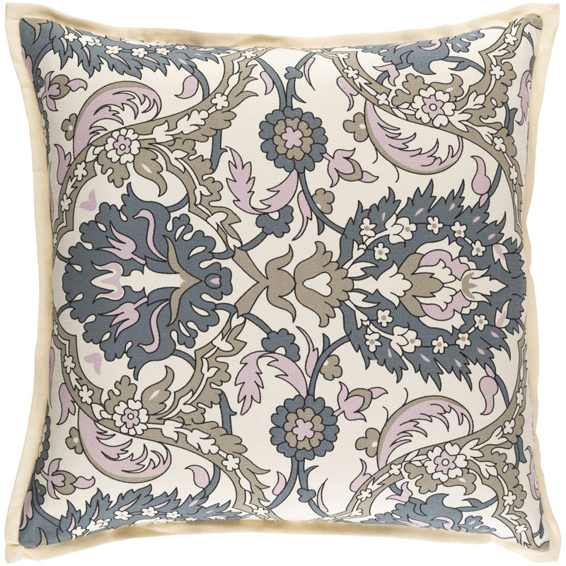 Vincent Throw Pillow Cover, Pastel Pink/Olive/Moss/Black/Ivory, Polyester/Polyfill, 18" x 18"