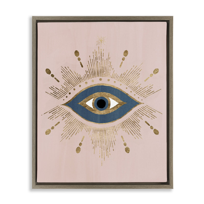 Evil Eye Glam Boho Pattern, Montalcino Elm Floater Frame, 31" H x 25" W