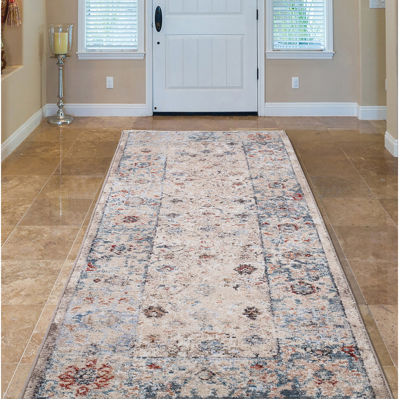 Tortelli Ivory Moroccan No Distressing Ivory Antique Aesthetic Area Rug, Runner 2'3" x 7'3"