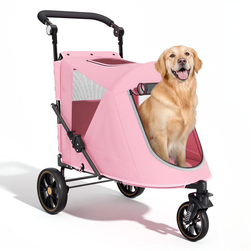 Chariot de transport pliable 3 roues, Rose