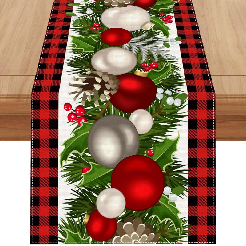 Lilibet Christmas Table Runnner, Red/Black