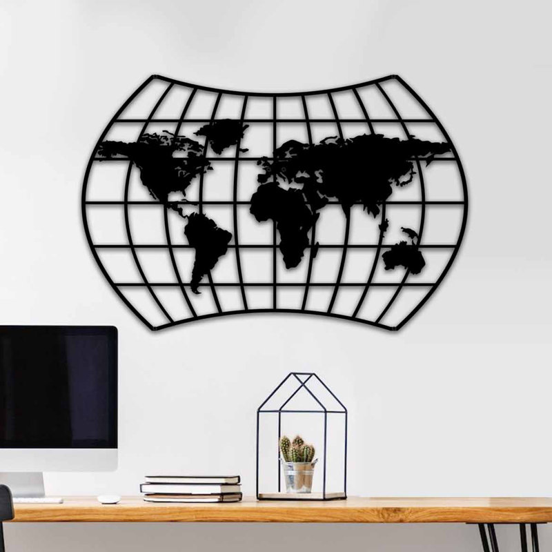 Stylish Black Metal Wall Accessory, 29.1 x 19.3 inches | 100% Durable Metal Construction (Thickness: 0.06 inches) | Easy Wall Mounting with Back Hook | Perfect for Home Décor & Modern Interiors
