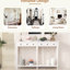 Console en blanc. 4 tiroirs et une tablette ouverte. Style rustique rétro avec pin. Fabriqué à partir de matériaux décoratifs pour la maison. Finition pin. Décoration de chambre différente-291748687