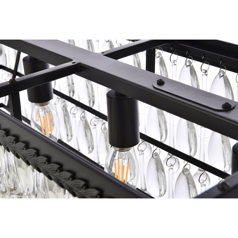 Luminaire suspendu unique à 6 lumières avec accents de cristal Arey, Noir