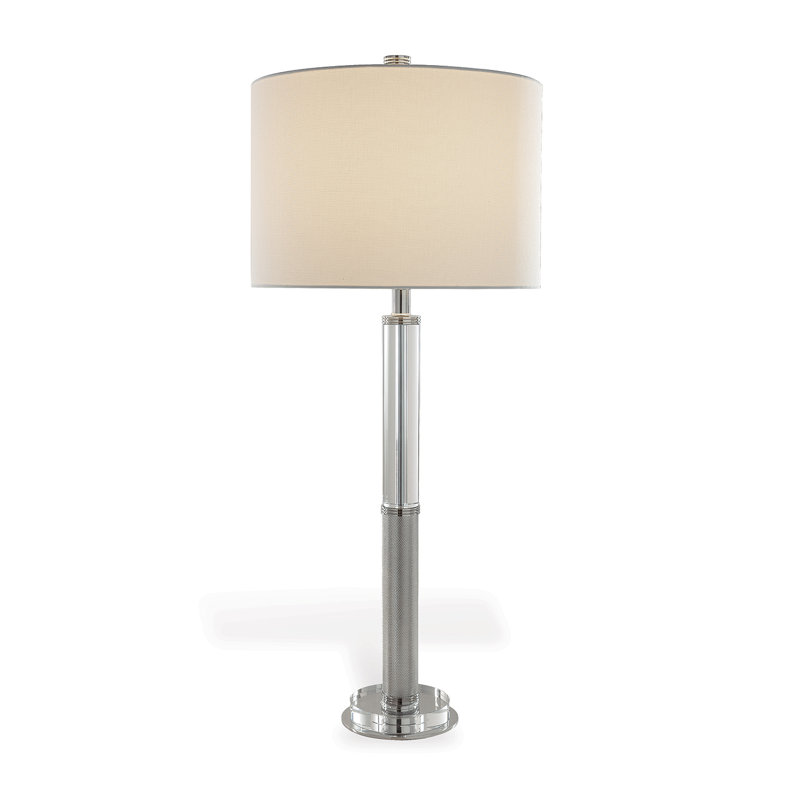 Reynolds Crystal Lamp, Clear/Nickel, Off White