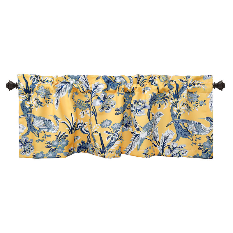 Dolores Navy Multicolor Light Filtering Valance with Peacock Print