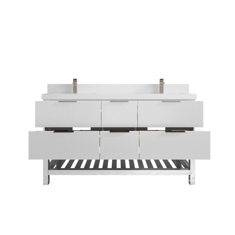 Catalina 60'' Double Bathroom Vanity with Quartz Top