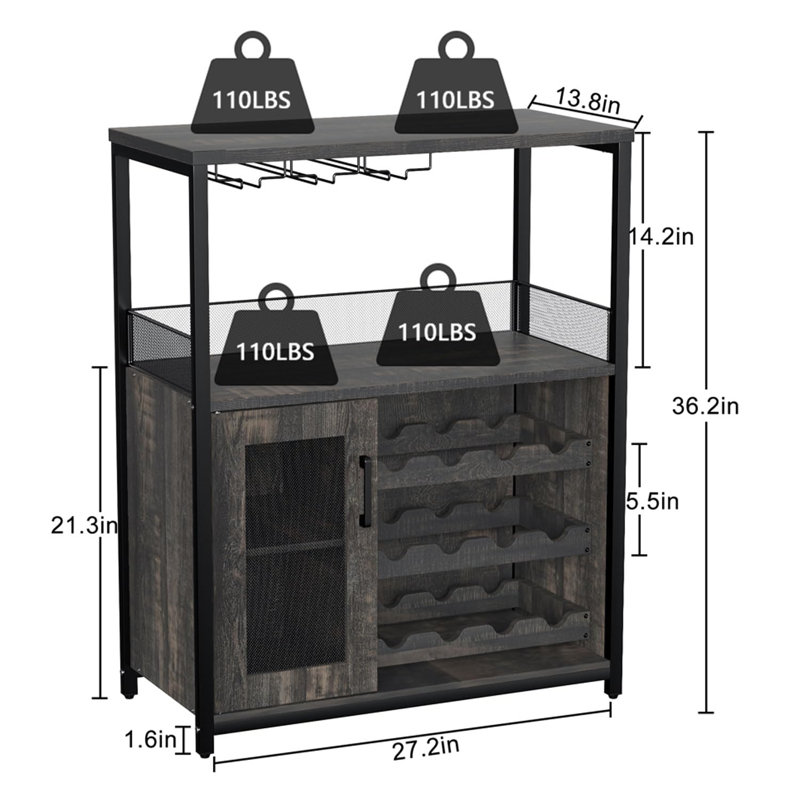 Natilie Metal Bar Cart, Dark Wood, Dark Brown Wood