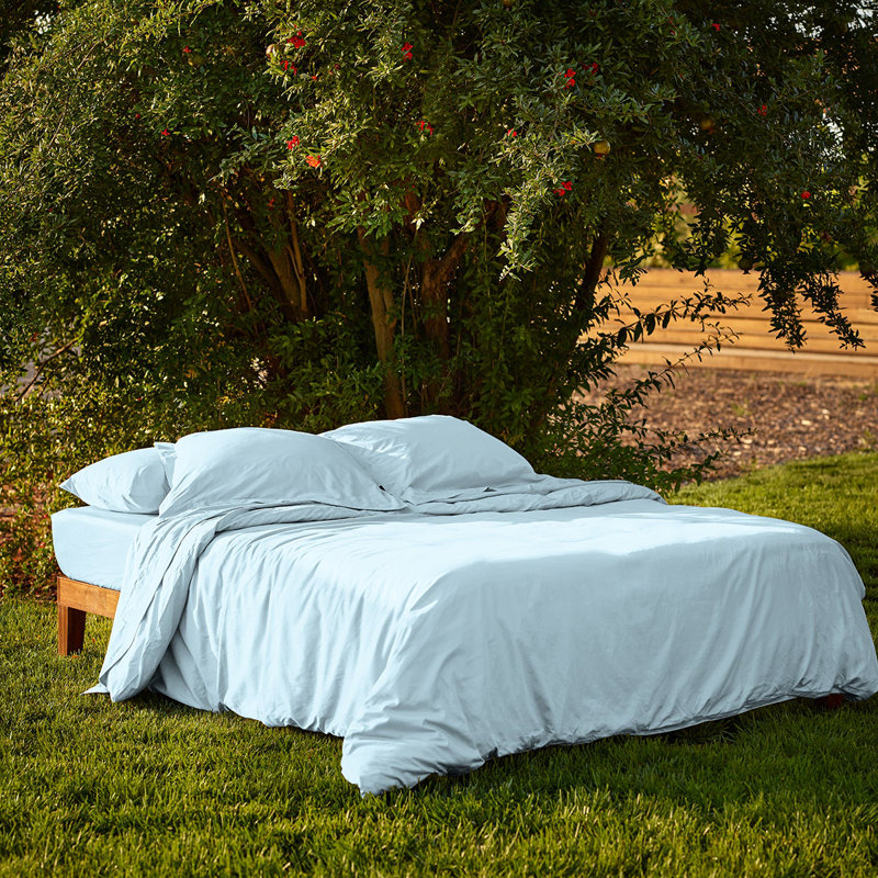 Sunrise Sateen Sheet Set, King Sheet Set with 2 Pillowcases, Blue
