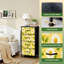 Commode à 4 tiroirs pour chambre à coucher avec marguerites blanches et grandes commodes jaunes pour organisateurs de placard avec commode