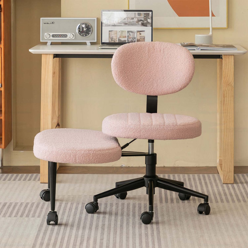 Chaise de bureau de méditation avec support pour le dos, Rose