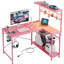Zabarskaya Gaming Desk, Computer Desk with Power Outlets, LED Lights, Reversible Corner Desk with 4-Tier Shelves,Cup Holder & Hook Carbon Fiber-1493631658-1493676971