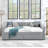 Daybed with Two Drawers Upholstered Sofa Bed, with Vertical Stripes Linen Fabric-2122616767