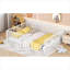 Pour chambre d'enfant, structure de lit grand format avec clôture et porte d'accès, fabrication en métal, blanc éclatant-129380413