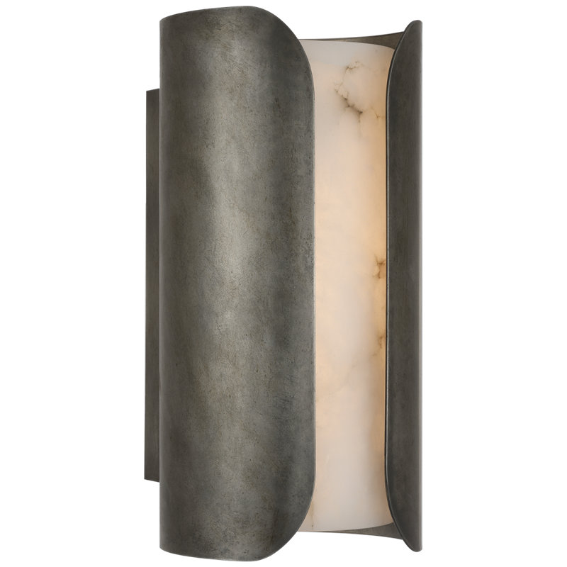Anne-Marie Barton Armise 18" Sconce with Alabaster, 14" H x 7" W x 7.75" D, Mottled Pewter