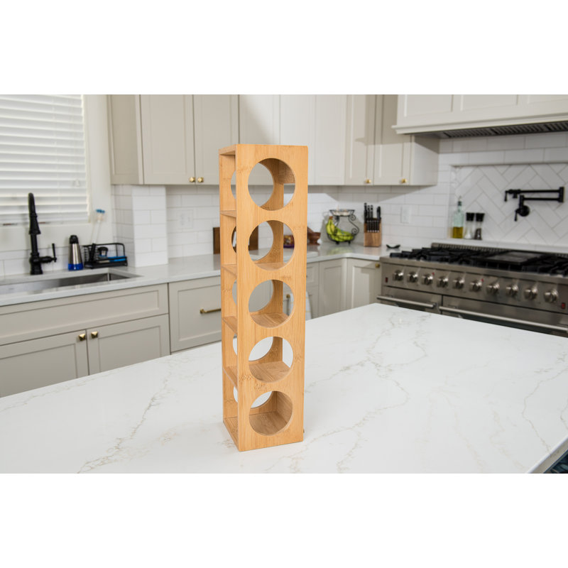 Lipper Bamboo Stackable 5-Bottle Wine Rack, Brown