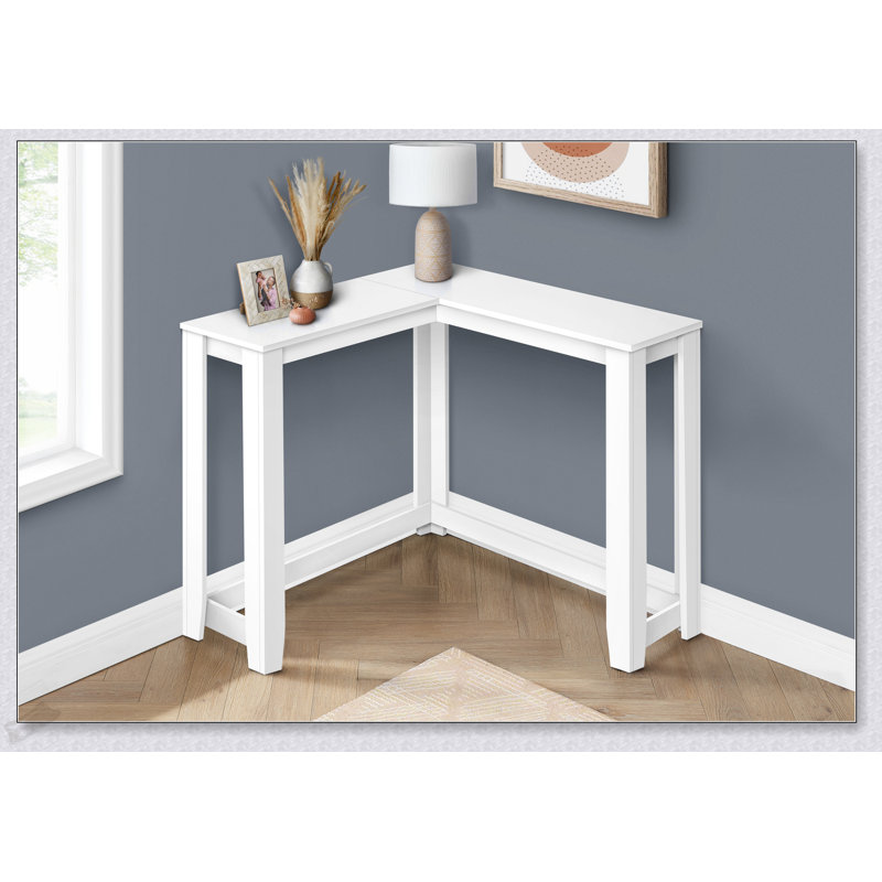 Console moderne d'angle étroite, en stratifié blanc, parfaite pour le vestibule et les petits espaces, design durable et élégant