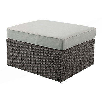 Canapé de patio moderne en osier avec 2 coussins et 2 repose-pieds